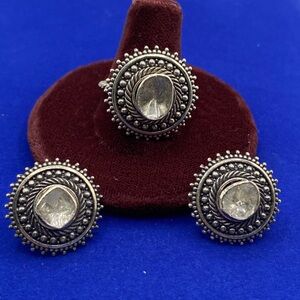 Sterling Silver Polki Diamond Jewelry Set